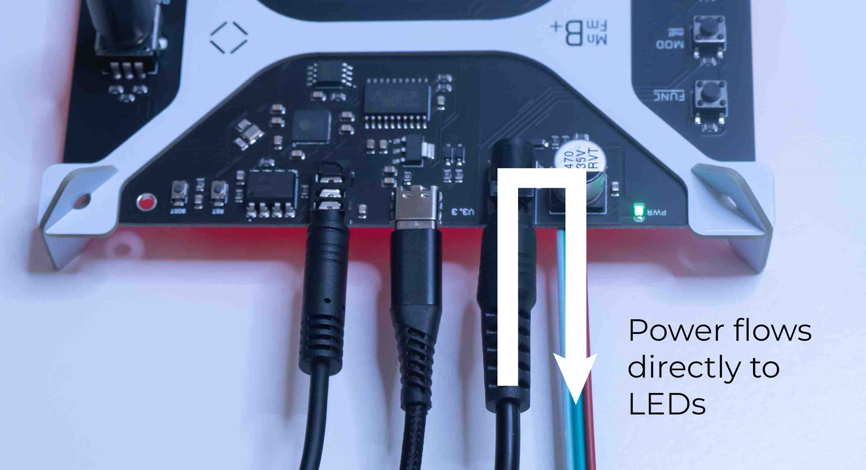 Powering LEDs from the supply.